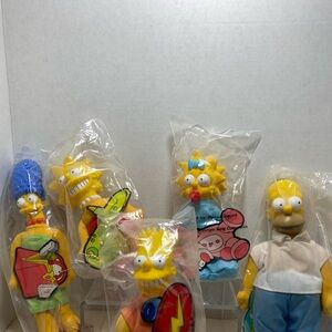 The Simpsons vintage 1990 Burger King plush dolls complete set of 5. NIP